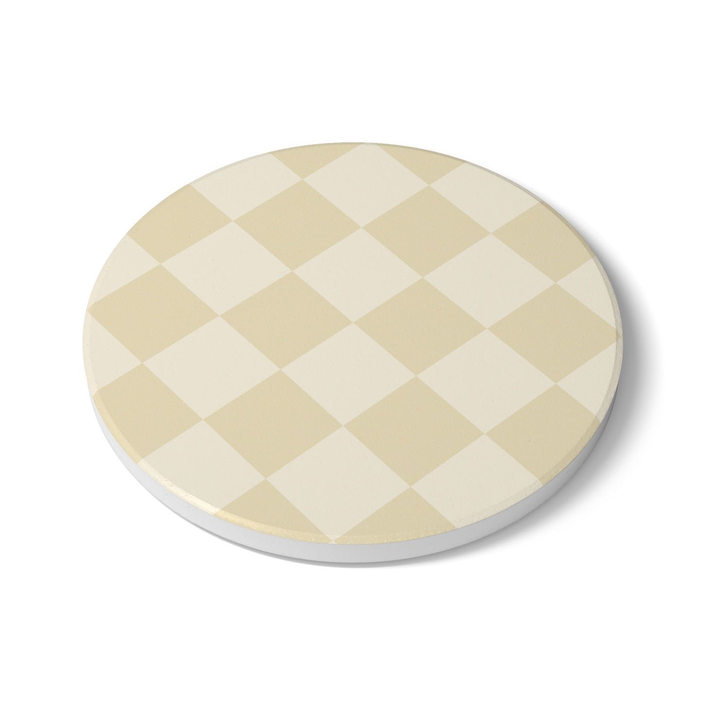 Beige Checkered Coaster - Light